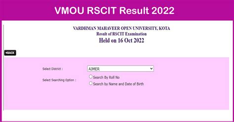 www.vmou.ac.in result 2021|RSCIT Result 2022 now available on rkcl.vmou.ac.in, how to  .